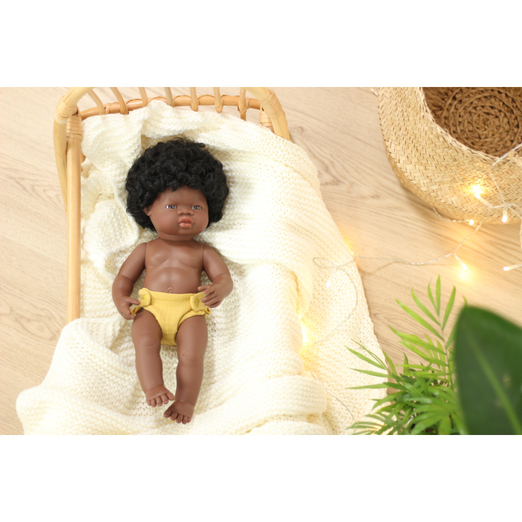 Afrykańczyk 38 cm - Lalka Chłopiec Afrykańczyk - Miniland Doll - Miniland