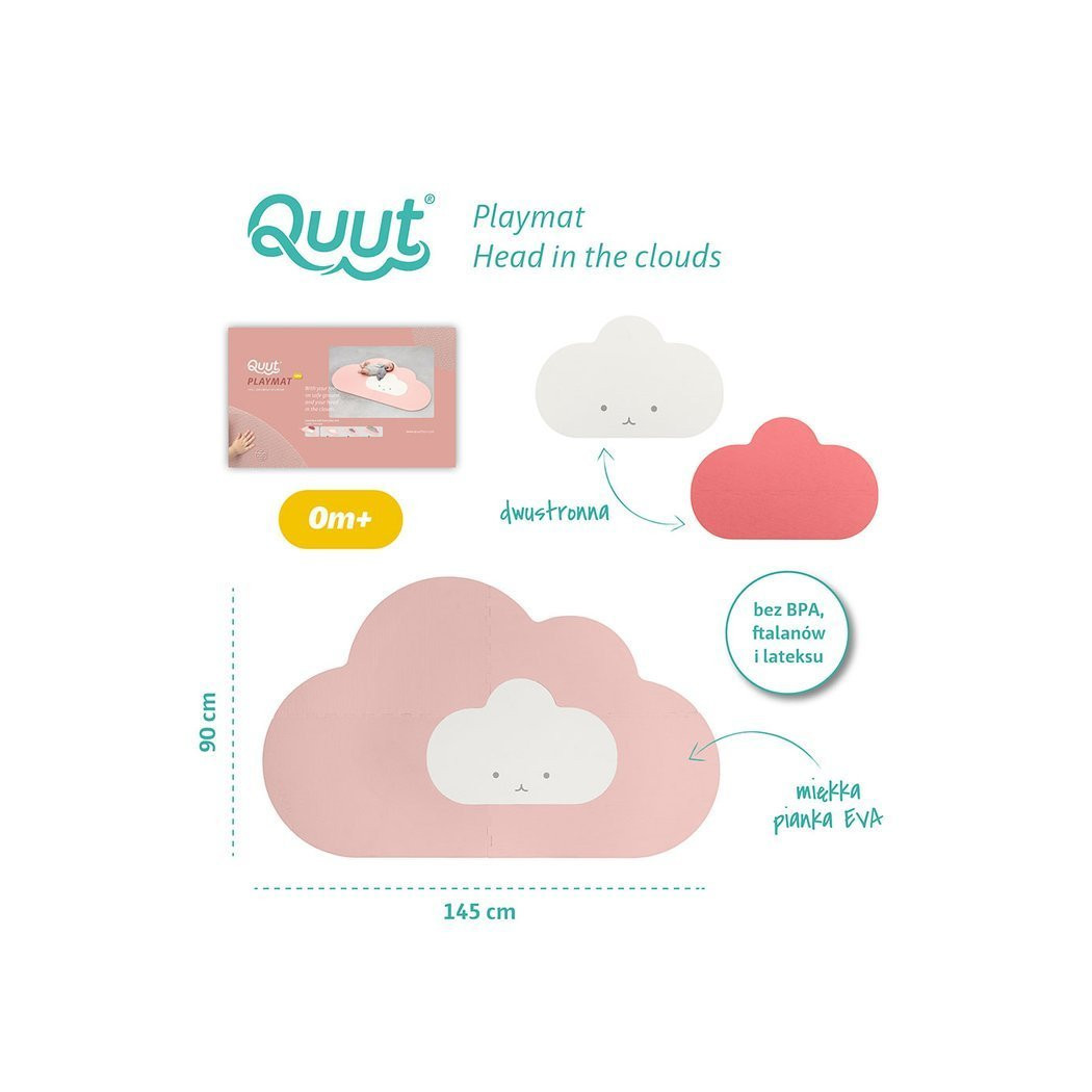 WYPRZEDAŻ Blush Rose - Mata Do Zabawy Piankowa Podłogowa - Chmurka Playmat - 145x90 cm- Quut