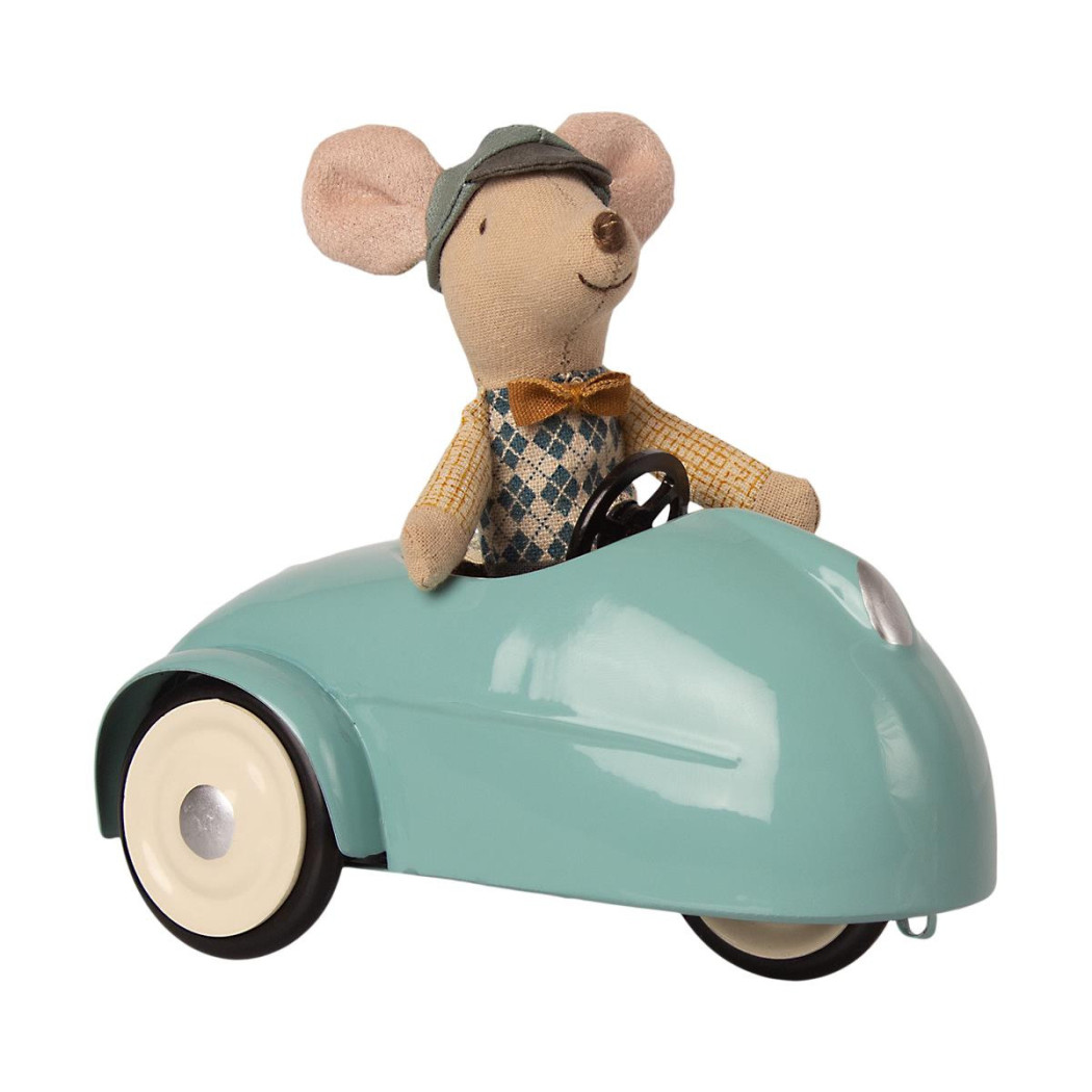 Myszka w Niebieskim Samochodziku - Mouse Car With Garage Blue - Little Brother - Maileg