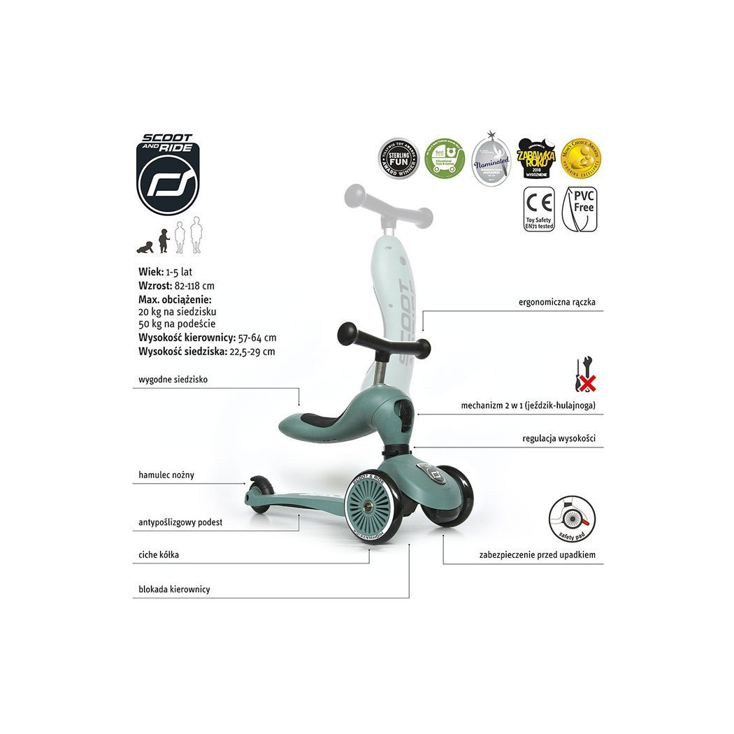 Forest - Highwaykick1 2w1 - Jeździk i hulajnoga 1-5 lat - Scootandride