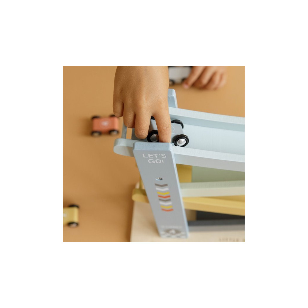 Błękitna Drewniana Zjeżdżalnia z Autkami - Little Dutch