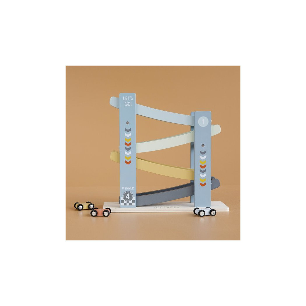 Błękitna Drewniana Zjeżdżalnia z Autkami - Little Dutch