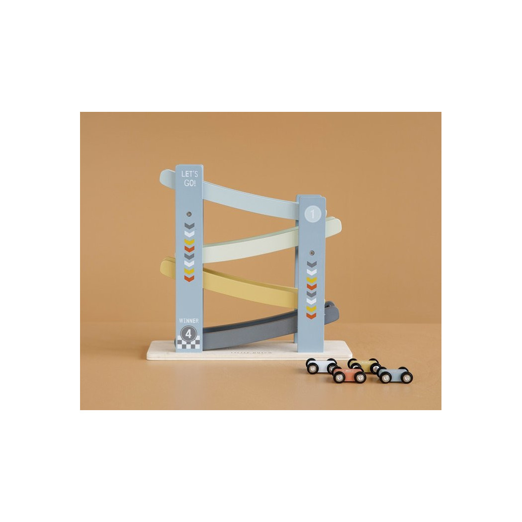 Błękitna Drewniana Zjeżdżalnia z Autkami - Little Dutch