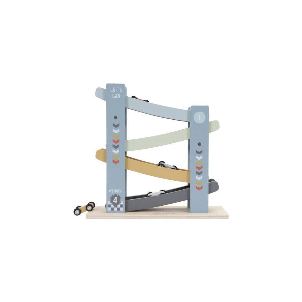 Błękitna Drewniana Zjeżdżalnia z Autkami - Little Dutch