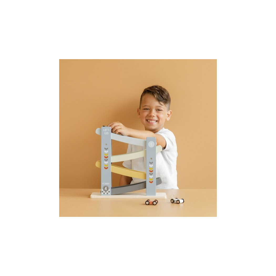 Błękitna Drewniana Zjeżdżalnia z Autkami - Little Dutch