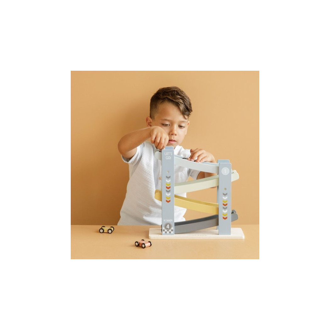 Błękitna Drewniana Zjeżdżalnia z Autkami - Little Dutch