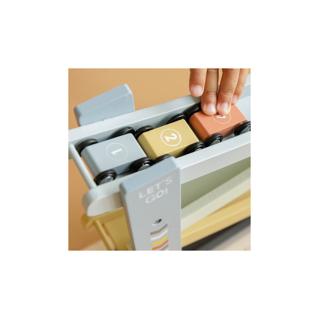 Błękitna Drewniana Zjeżdżalnia z Autkami - Little Dutch