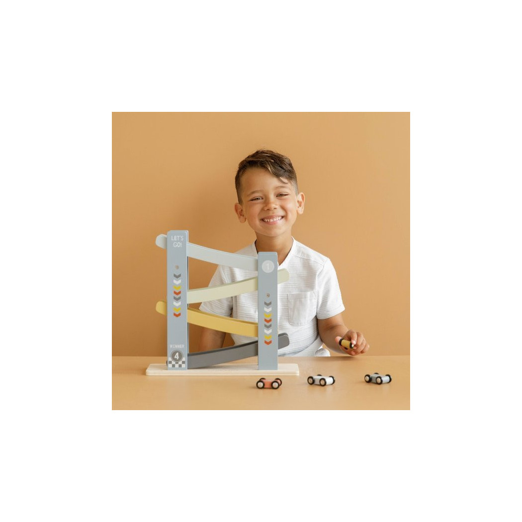 Błękitna Drewniana Zjeżdżalnia z Autkami - Little Dutch