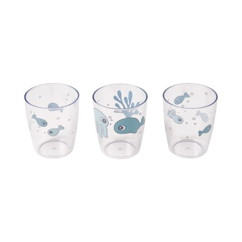 WYPRZEDAŻ Blue Sea Life - Zestaw Trzech Kubków Mini Glass - Done By Deer