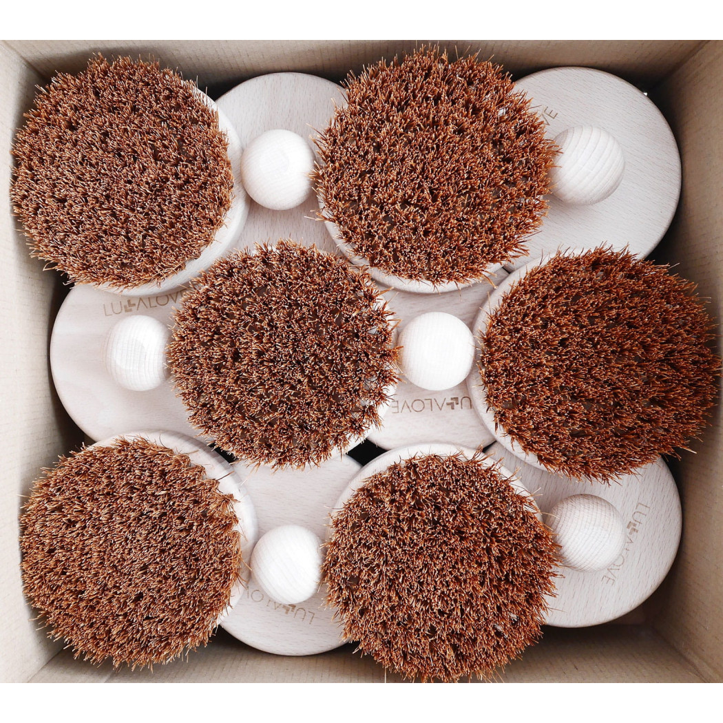 Ostra Szczotka Okrągła Kokosowa Do Masażu Na Sucho - LullaLove