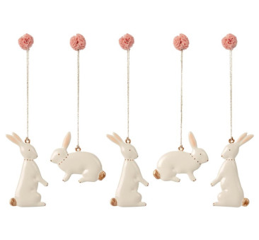 Zestaw Metalowych Króliczków - Dekoracja Wielkanocna - Easter  Bunny Ornament - Maileg