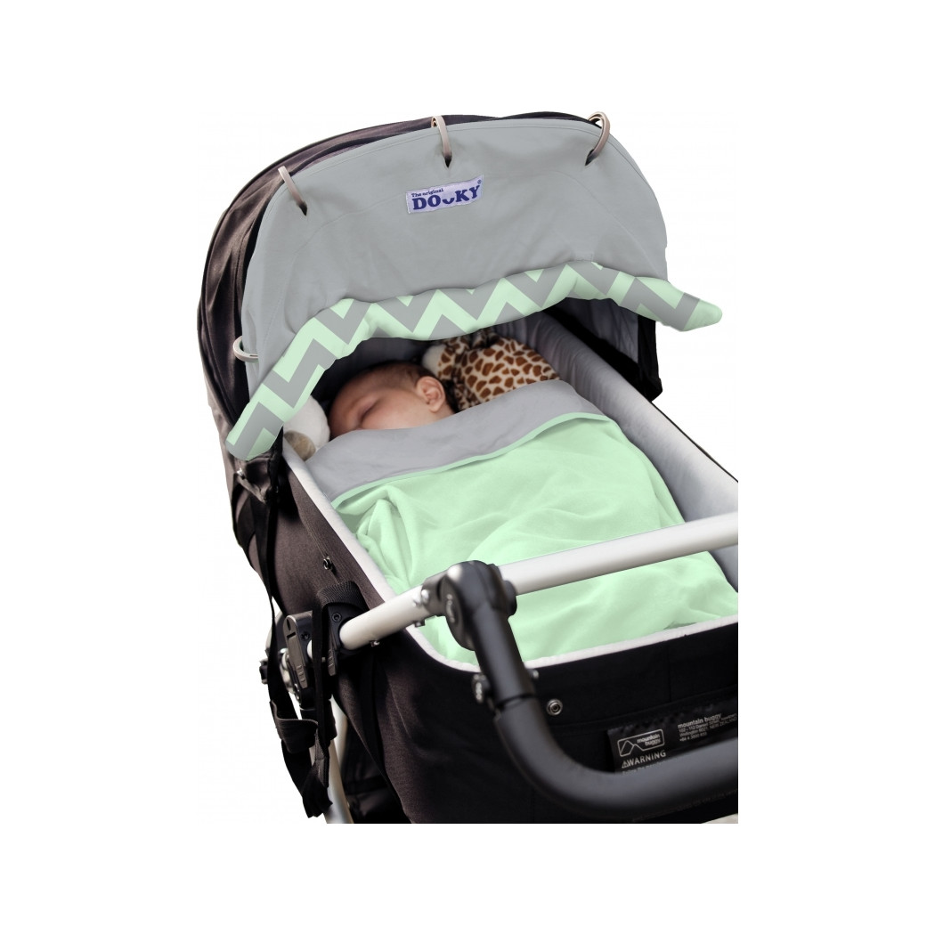 Mint/Grey Chevron - Dwustronna osłonka do wózka i fotelika - DOOKY