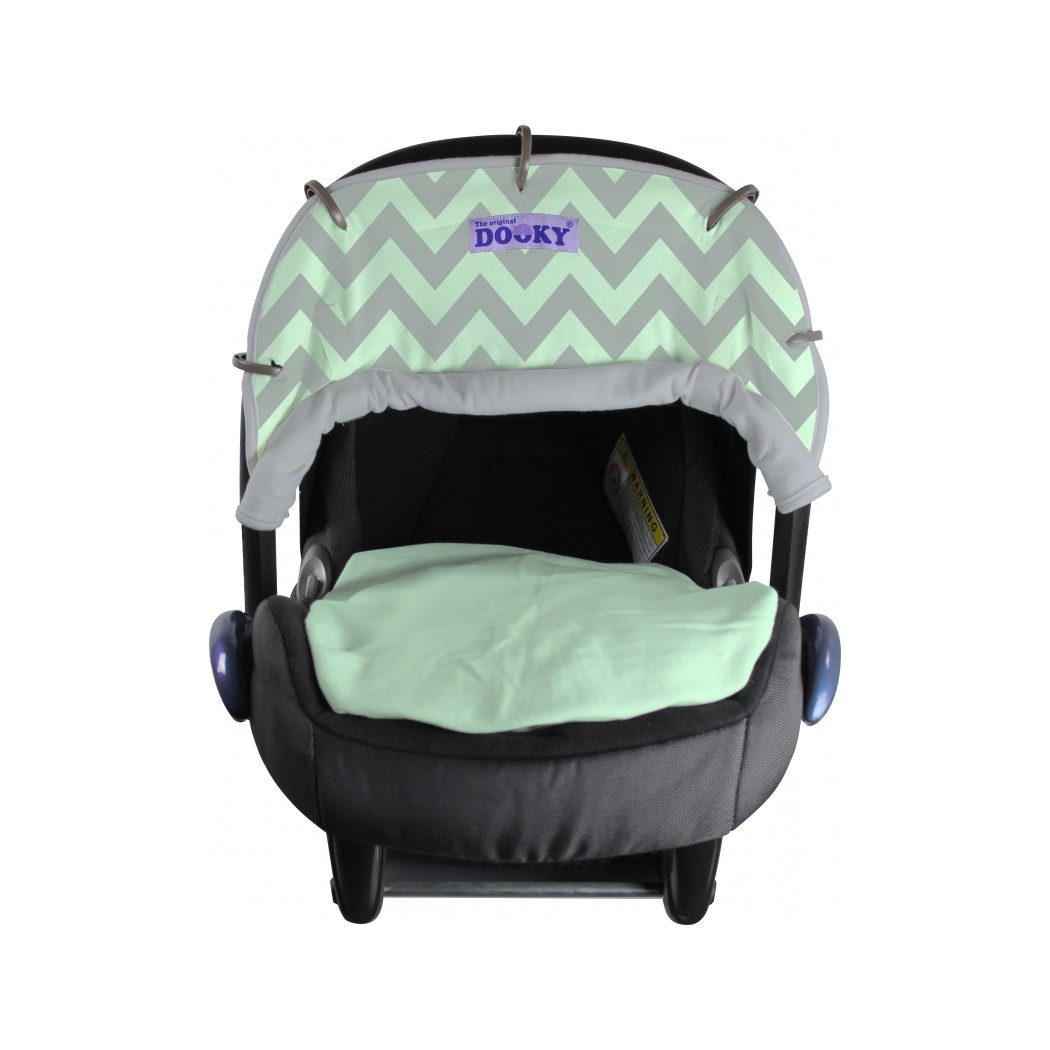 Mint/Grey Chevron - Dwustronna osłonka do wózka i fotelika - DOOKY