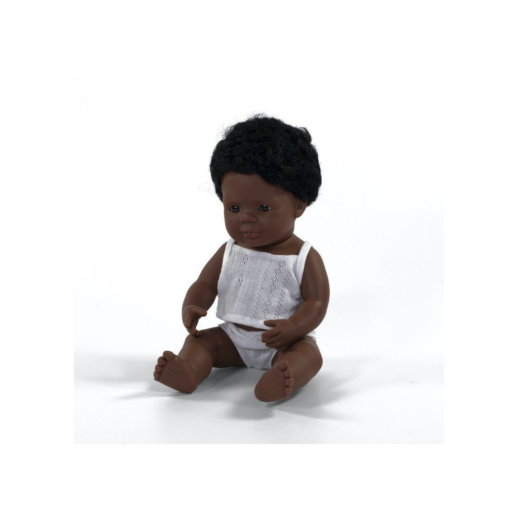 Afroamerykańczyk 38 cm - Lalka Chłopiec Afroamerykańczyk - Miniland Doll - Miniland