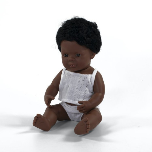 Afroamerykańczyk 38 cm - Lalka Chłopiec Afroamerykańczyk - Miniland Doll - Miniland
