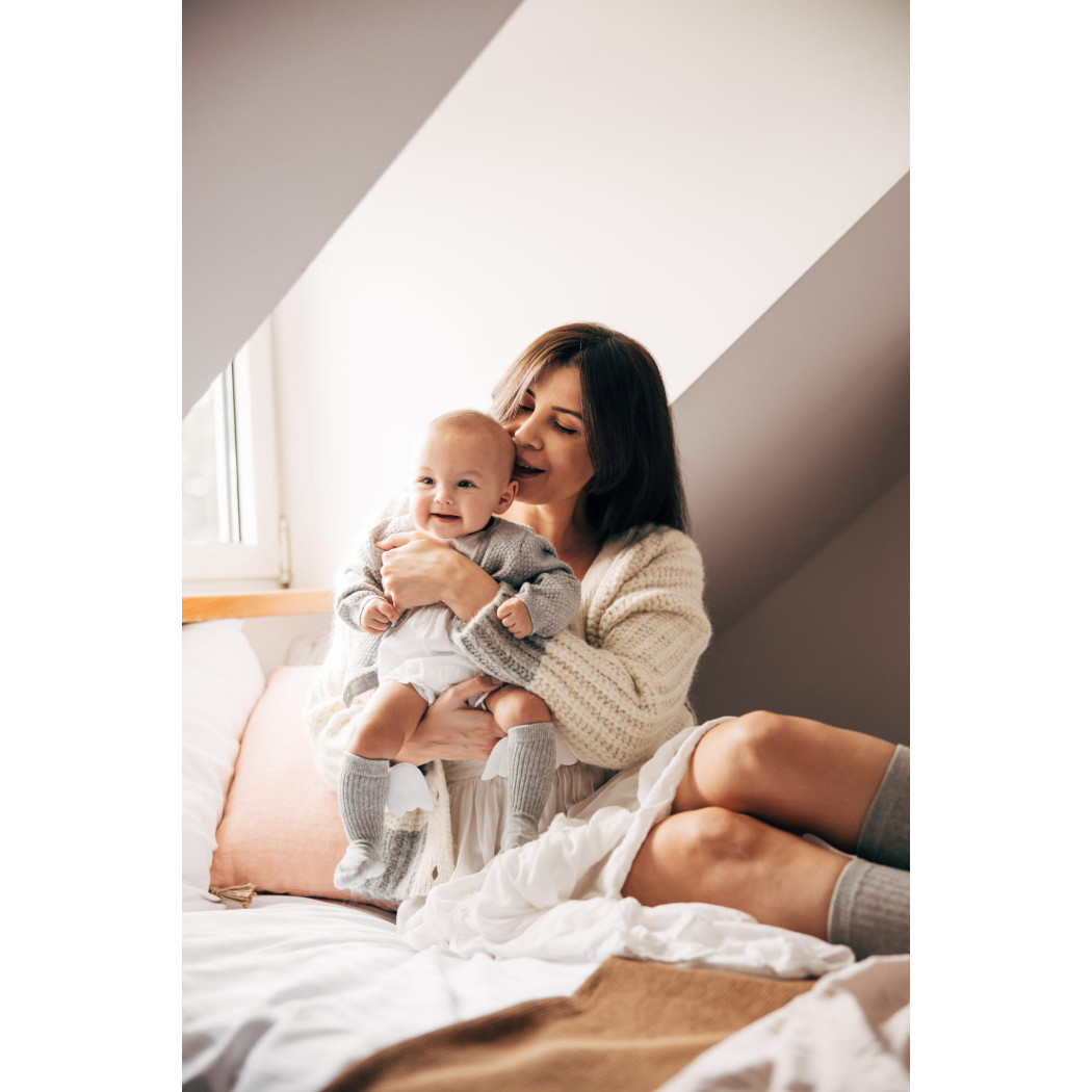 Podkolanówki 0-1 lat - Szary Aniołek - Mamas Feet - Mama's Feet