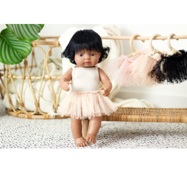 Beżowy Strój Baletnicy -  Body i Spódniczka Tutu - Rozmiar 38- Ubranko Dla Lalek - Miniland - LILLITOY