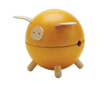 Żółta - Drewniana Skarbonka Świnka - Barwy Sadu - Plan Toys - Montessori