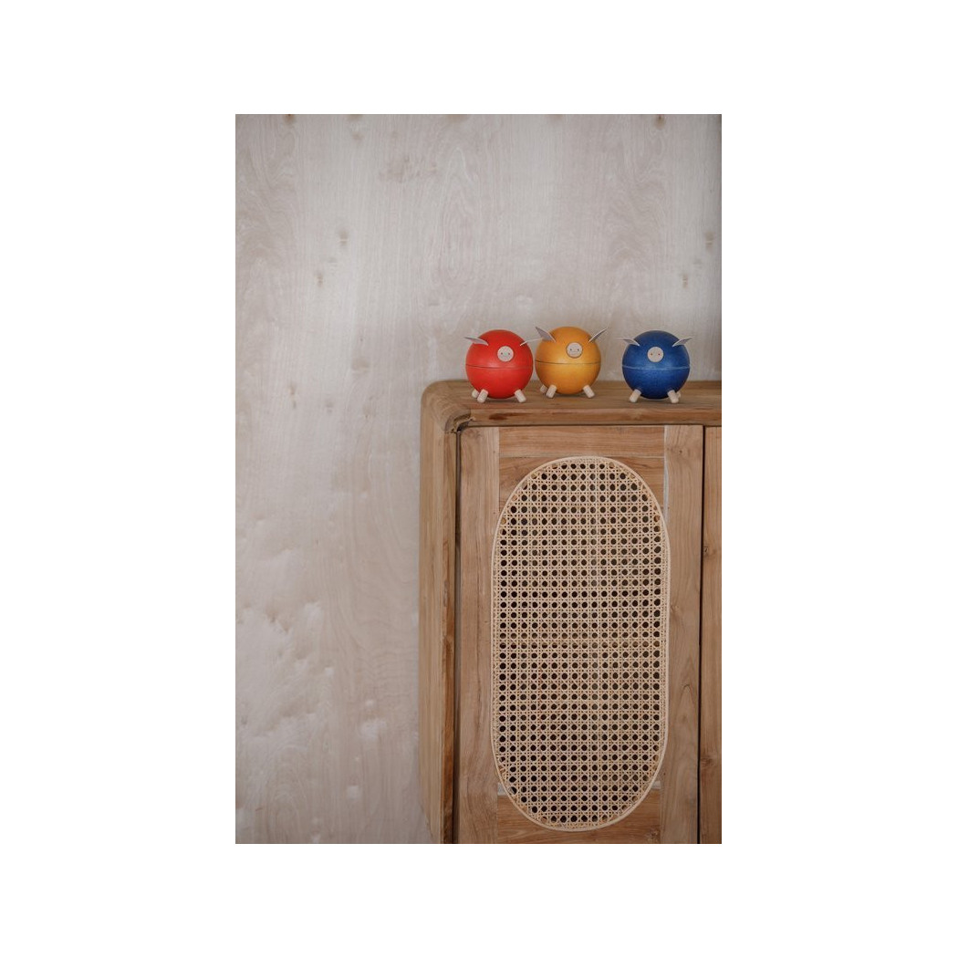 Niebieska - Drewniana Skarbonka Świnka - Barwy Sadu - Plan Toys - Montessori