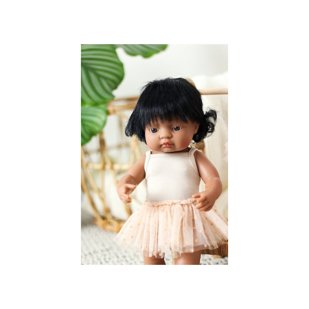 Beżowy Strój Baletnicy -  Body i Spódniczka Tutu - Rozmiar 38- Ubranko Dla Lalek - Miniland - LILLITOY