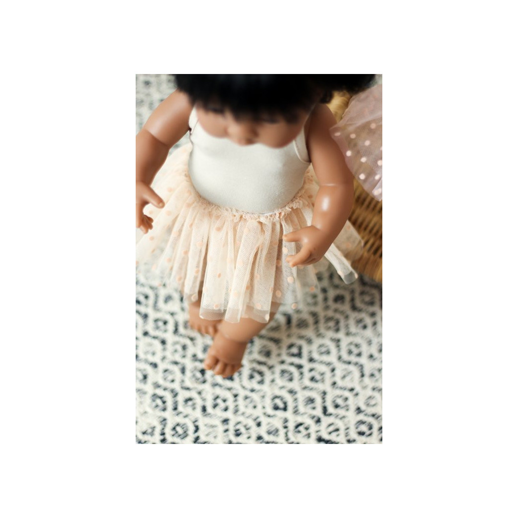 Beżowy Strój Baletnicy -  Body i Spódniczka Tutu - Rozmiar 38- Ubranko Dla Lalek - Miniland - LILLITOY