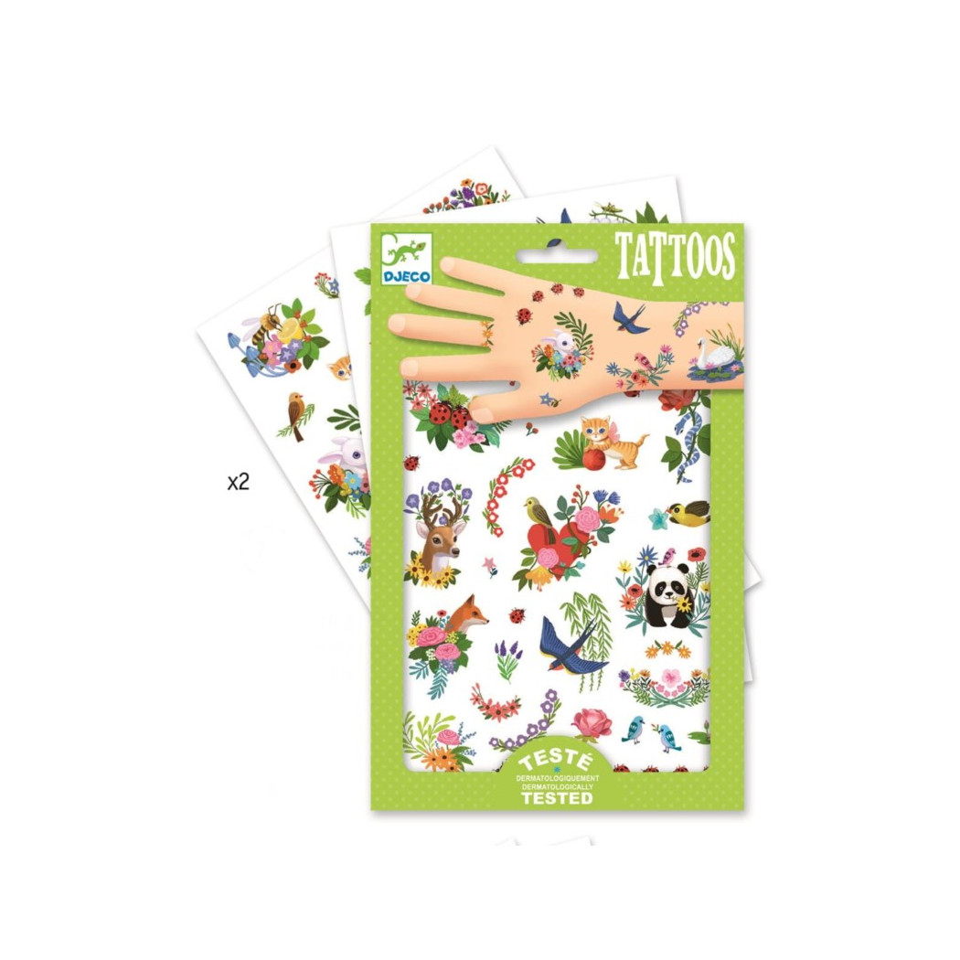 Wesoła Wiosna - Tatuaże - Kwiaty i Zwierzątka - Djeco