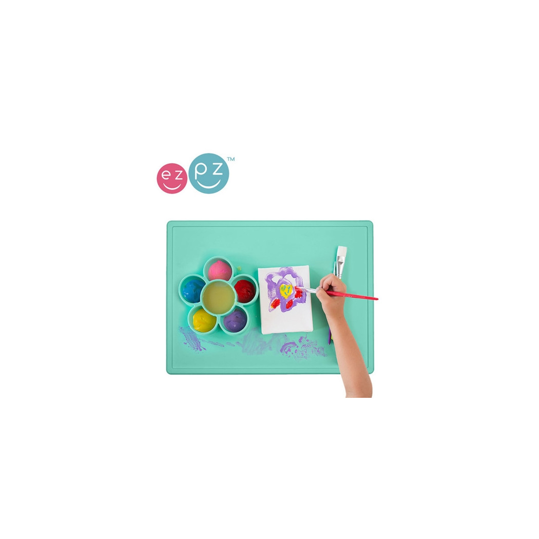 Silikonowa mata do zabawy z pojemniczkami 2w1 Flower Play Mat - miętowa - EZPZ