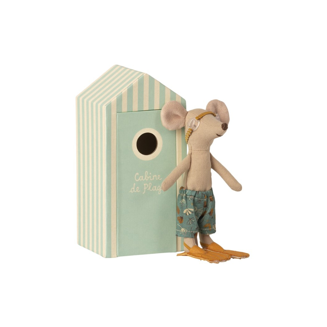 Myszka Plażowicz w Przebieralni z Akcesoriami - Big Brother In Cabin De Plage - Beach Mice - Maileg