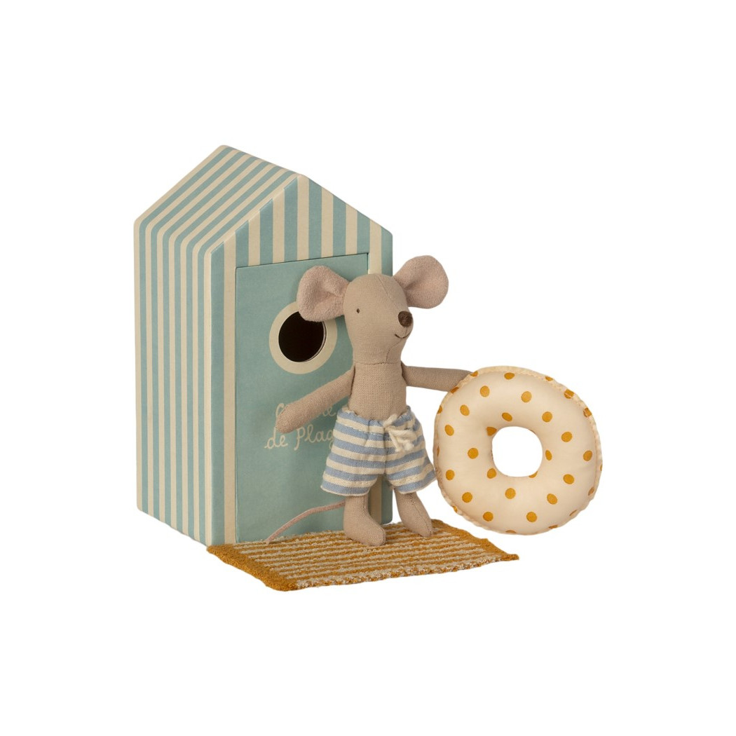 Myszka Plażowicz w Przebieralni z Akcesoriami - Little Brother In Cabin De Plage - Beach Mice - Maileg