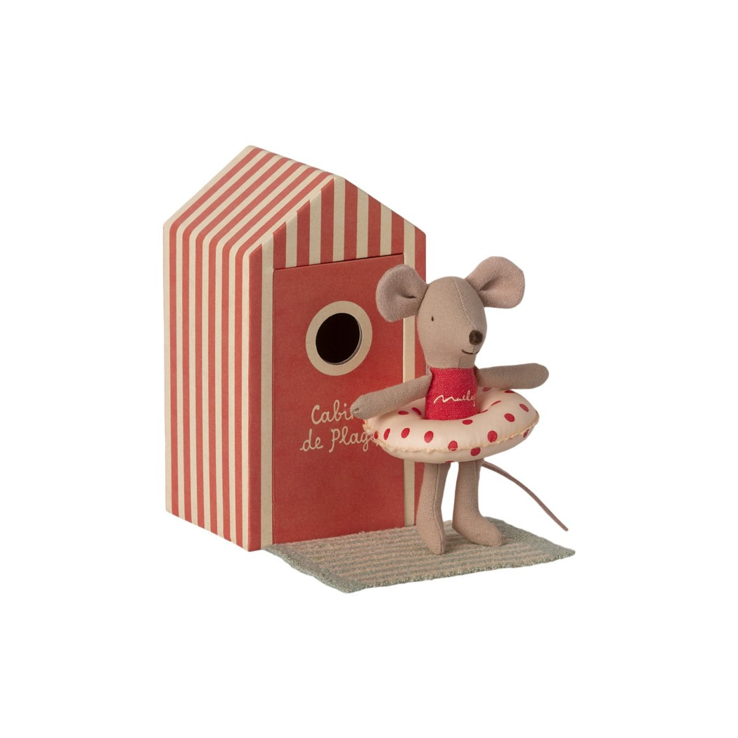 Myszka Plażowiczka w Przebieralni z Akcesoriami - Little Sister In Cabin De Plage - Beach Mice  - Maileg