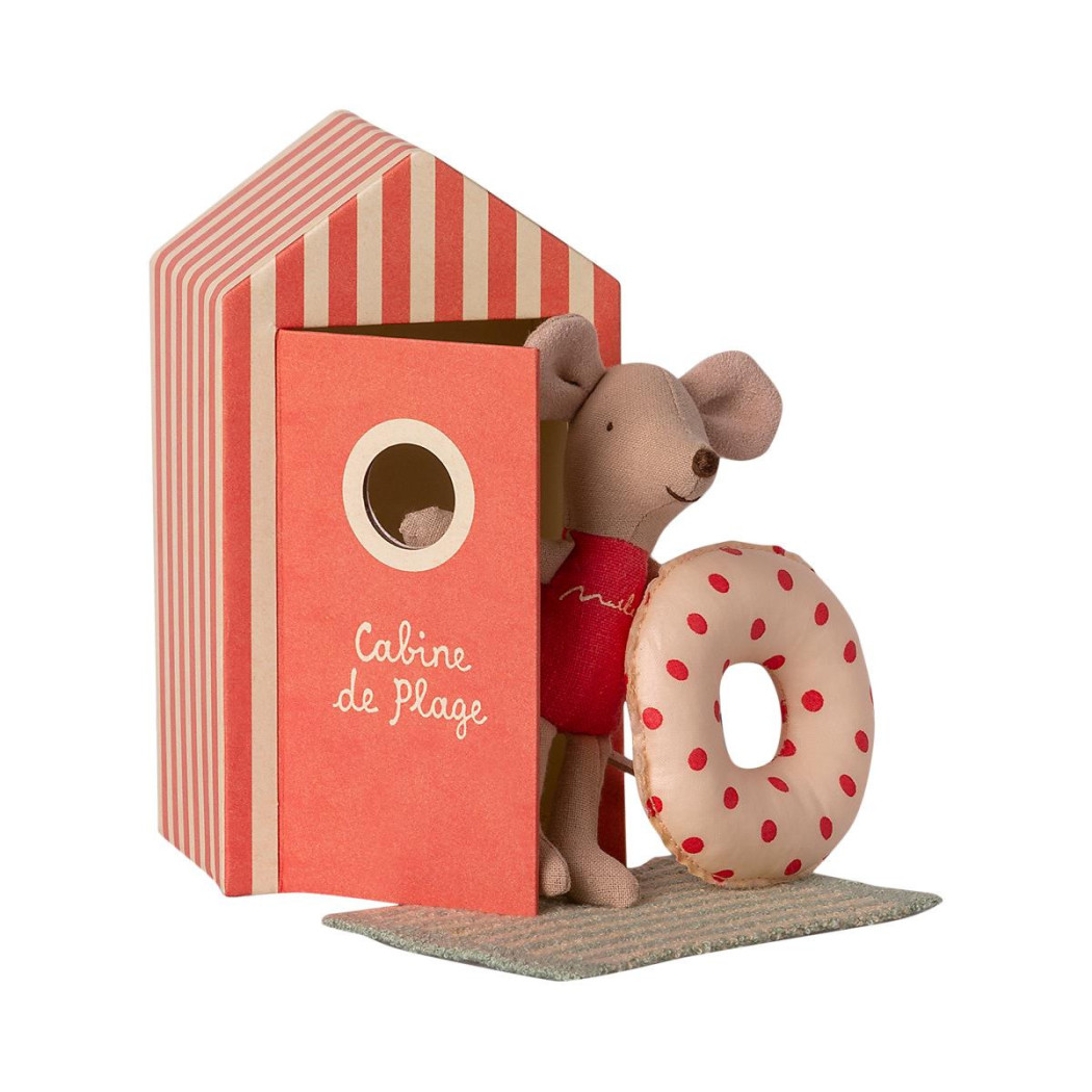 Myszka Plażowiczka w Przebieralni z Akcesoriami - Little Sister In Cabin De Plage - Beach Mice  - Maileg