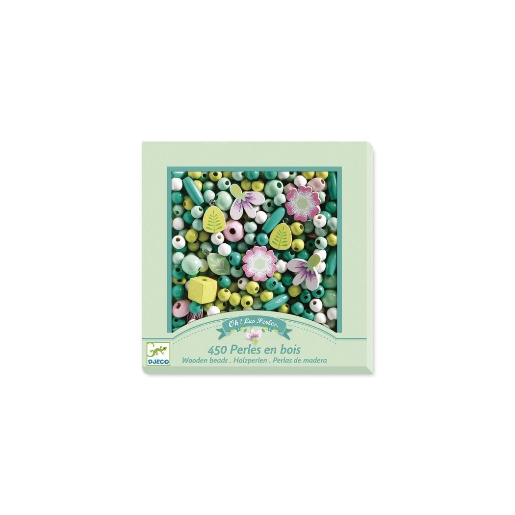 Perełki Kwiaty I Liście - Zestaw Do Tworzenia Biżuterii - Djeco - Drewniane Koraliki