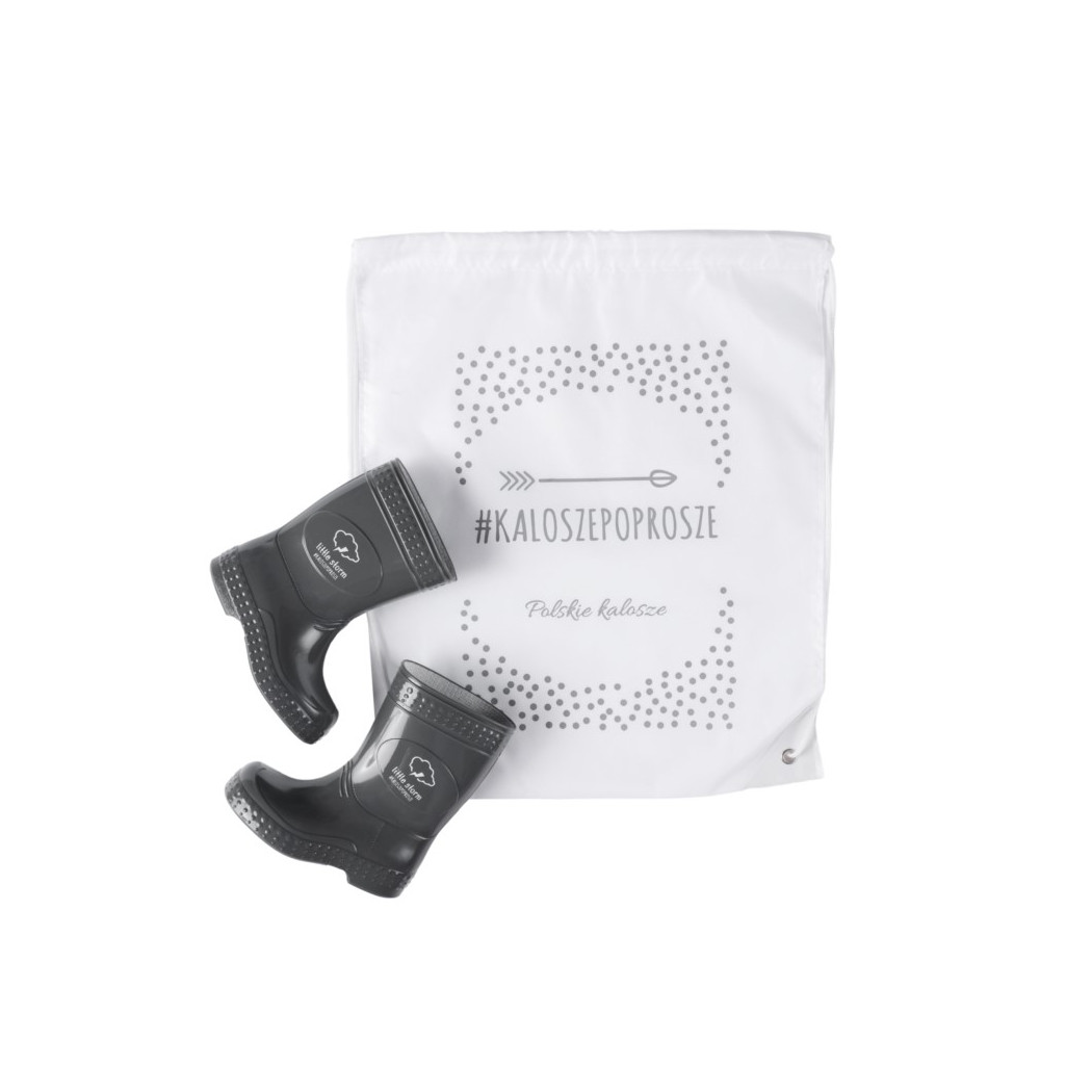 Grafitowy / Burza - rozm. 19/20 - Kalosze Dziecięce + worek/plecak - Sweet Dreams - kaloszepoprosze Kalosze Poproszę