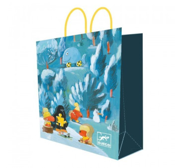 Zima - Duża Torba Papierowa - Djeco - Torebka Prezentowa