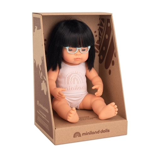 Azjatka z Okularami 38 cm - Lalka Dziewczynka Azjatka - Miniland Doll - Miniland