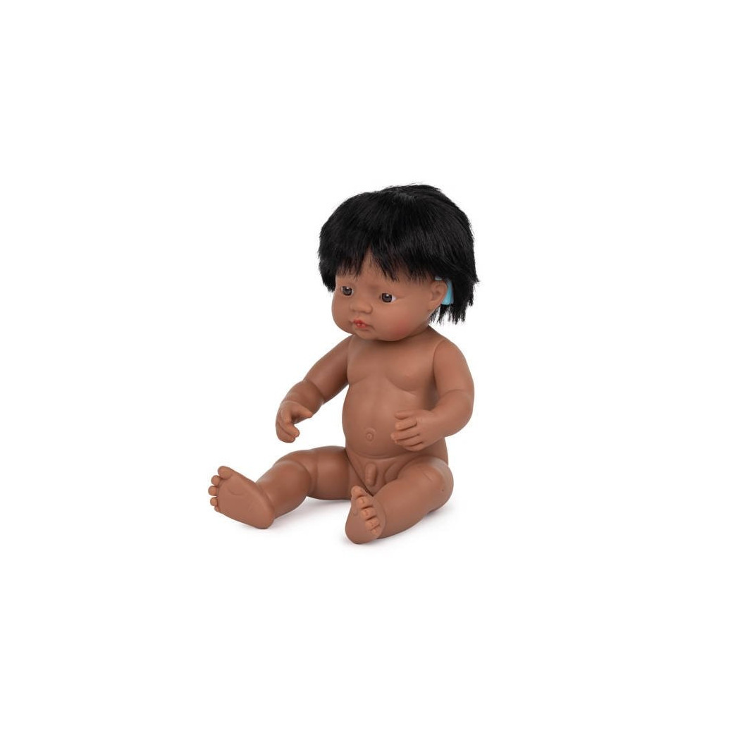 Hiszpan z Implantem Ślimakowym 38 cm - Lalka Chłopiec Hiszpański - Miniland Doll - Miniland