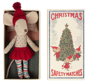 Świąteczna Myszka Dziewczynka w Pudełeczku - Christmas Mouse In Matchbox - Big Sister - Maileg