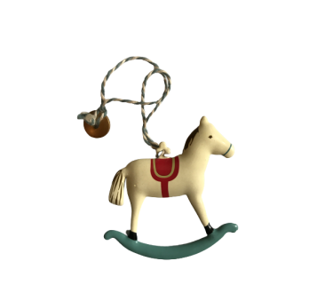 Niebieska Płoza - Koń Na Biegunach - Dekoracja Bożonarodzeniowa - Metal Ornament Rocking Horse - Maileg