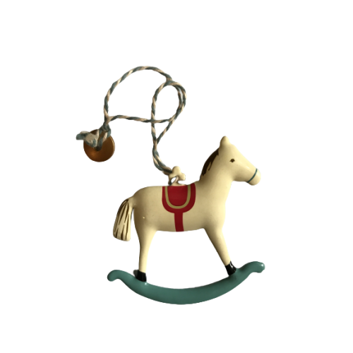Niebieska Płoza - Koń Na Biegunach - Dekoracja Bożonarodzeniowa - Metal Ornament Rocking Horse - Maileg