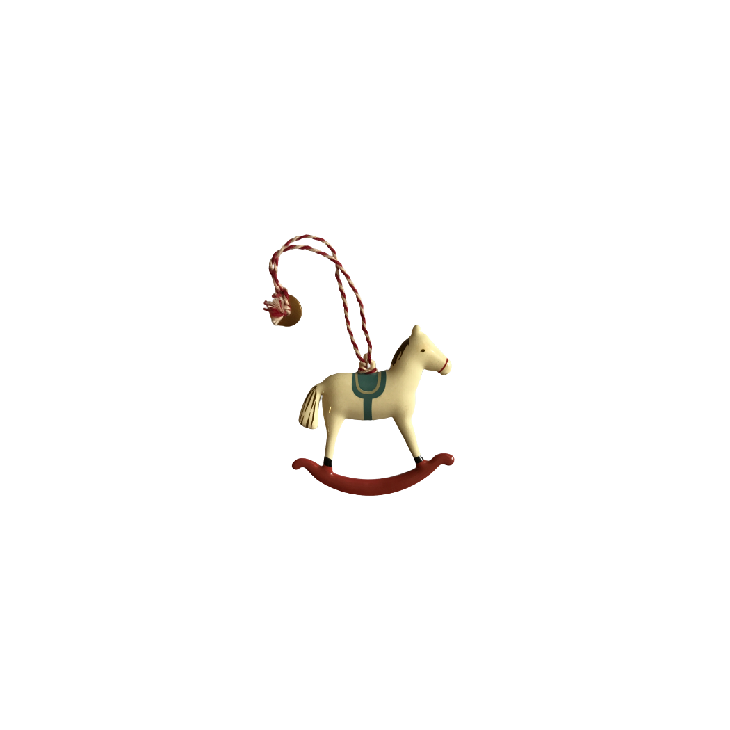 Czerwona Płoza - Koń Na Biegunach - Dekoracja Bożonarodzeniowa - Metal Ornament Rocking Horse - Maileg