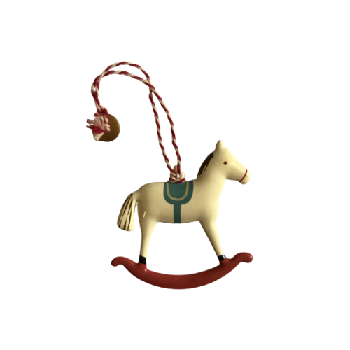 Czerwona Płoza - Koń Na Biegunach - Dekoracja Bożonarodzeniowa - Metal Ornament Rocking Horse - Maileg