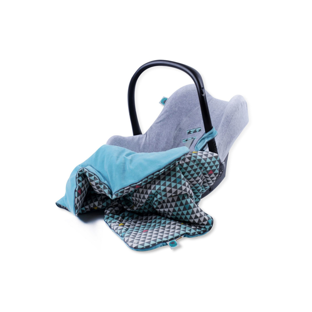 WYPRZEDAŻ Kocyk light - Trójkąty & Turkusowy Welur - 70 x 90 cm - Pink No More