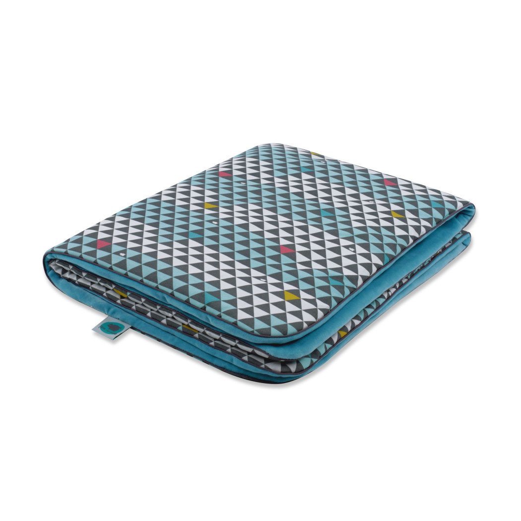 WYPRZEDAŻ Kocyk light - Trójkąty & Turkusowy Welur - 70 x 90 cm - Pink No More