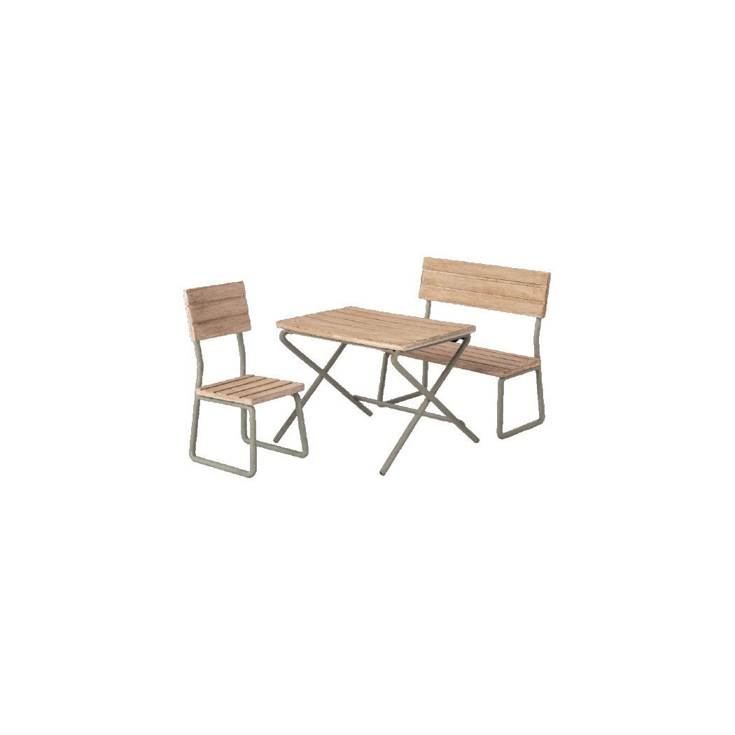 PROMOCJA Zestaw Mebli Ogrodowych - Garden Set Table With Chair And Bench - Akcesoria Dla Lalek - Maileg