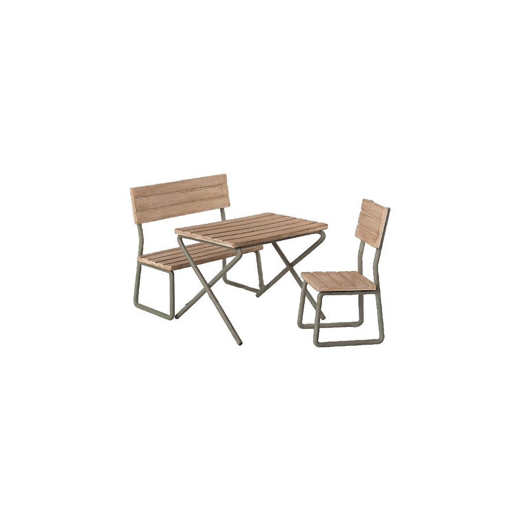 PROMOCJA Zestaw Mebli Ogrodowych - Garden Set Table With Chair And Bench - Akcesoria Dla Lalek - Maileg