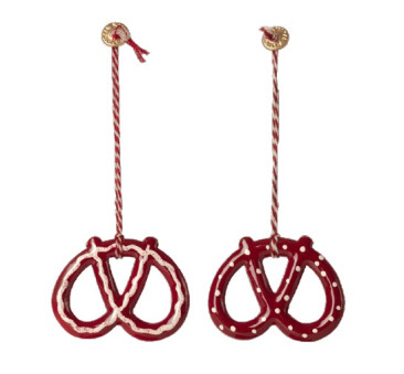Precel w Kropeczki - Dekoracja Bożonarodzeniowa - Metal Ornament Pretzel - Maileg
