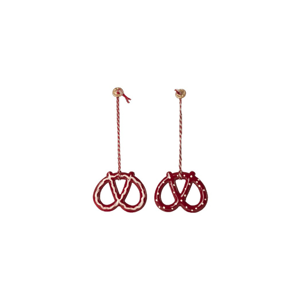 Precel w Kropeczki - Dekoracja Bożonarodzeniowa - Metal Ornament Pretzel - Maileg