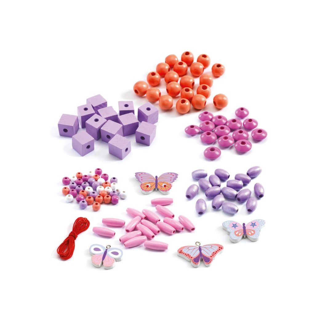 Motylki Zestaw Do Tworzenia Biżuterii - Djeco - Drewniane Koraliki