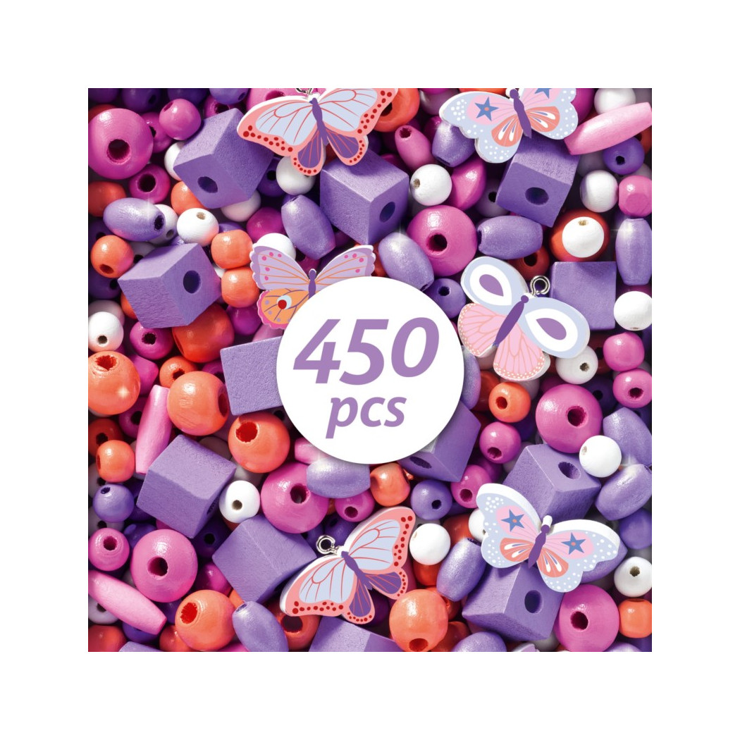 Motylki Zestaw Do Tworzenia Biżuterii - Djeco - Drewniane Koraliki