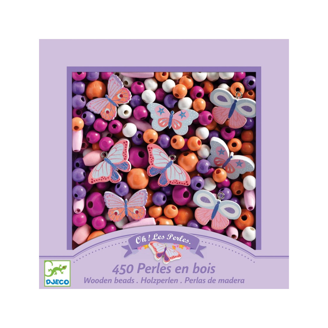 Motylki Zestaw Do Tworzenia Biżuterii - Djeco - Drewniane Koraliki